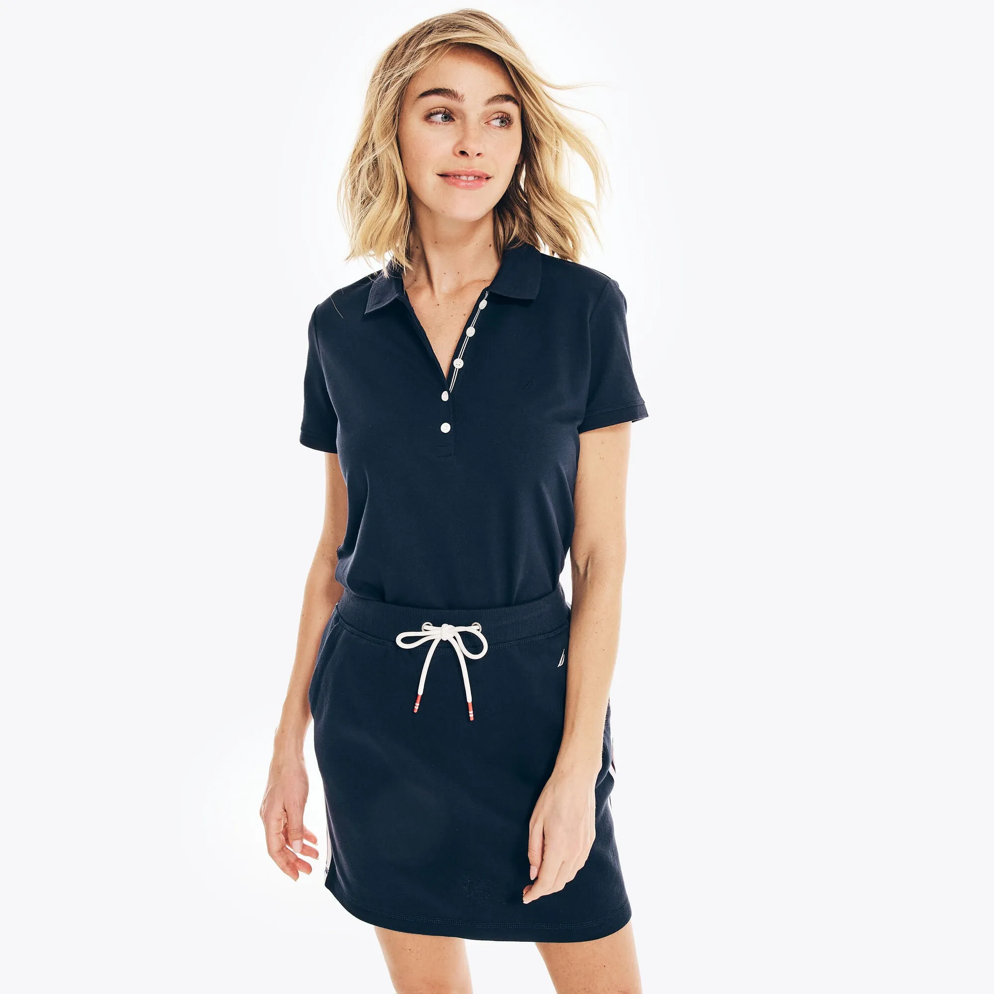 Nautica Womens Classic Fit Chambray Collar Polo