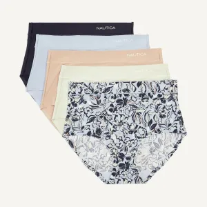 Nautica Womens Laser-Cut Mid-Rise Brief, 5-Pack