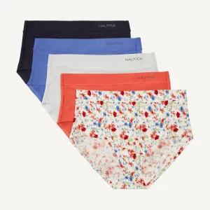 Nautica Womens Micro-Brushed Mid-Rise Brief, 5-Pack