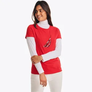 Nautica Womens Sequin Logo Graphic T-Shirt