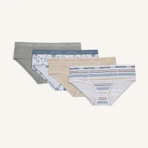 Nautica Womens Stretch-Cotton Hipster Brief, 4-Pack