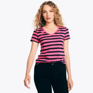 Nautica Womens Striped V-Neck T-Shirt