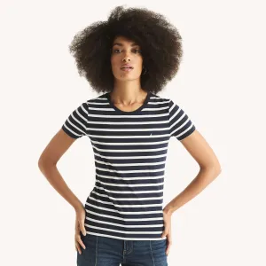 Nautica Womens Sustainably Crafted Striped Crewneck T-Shirt