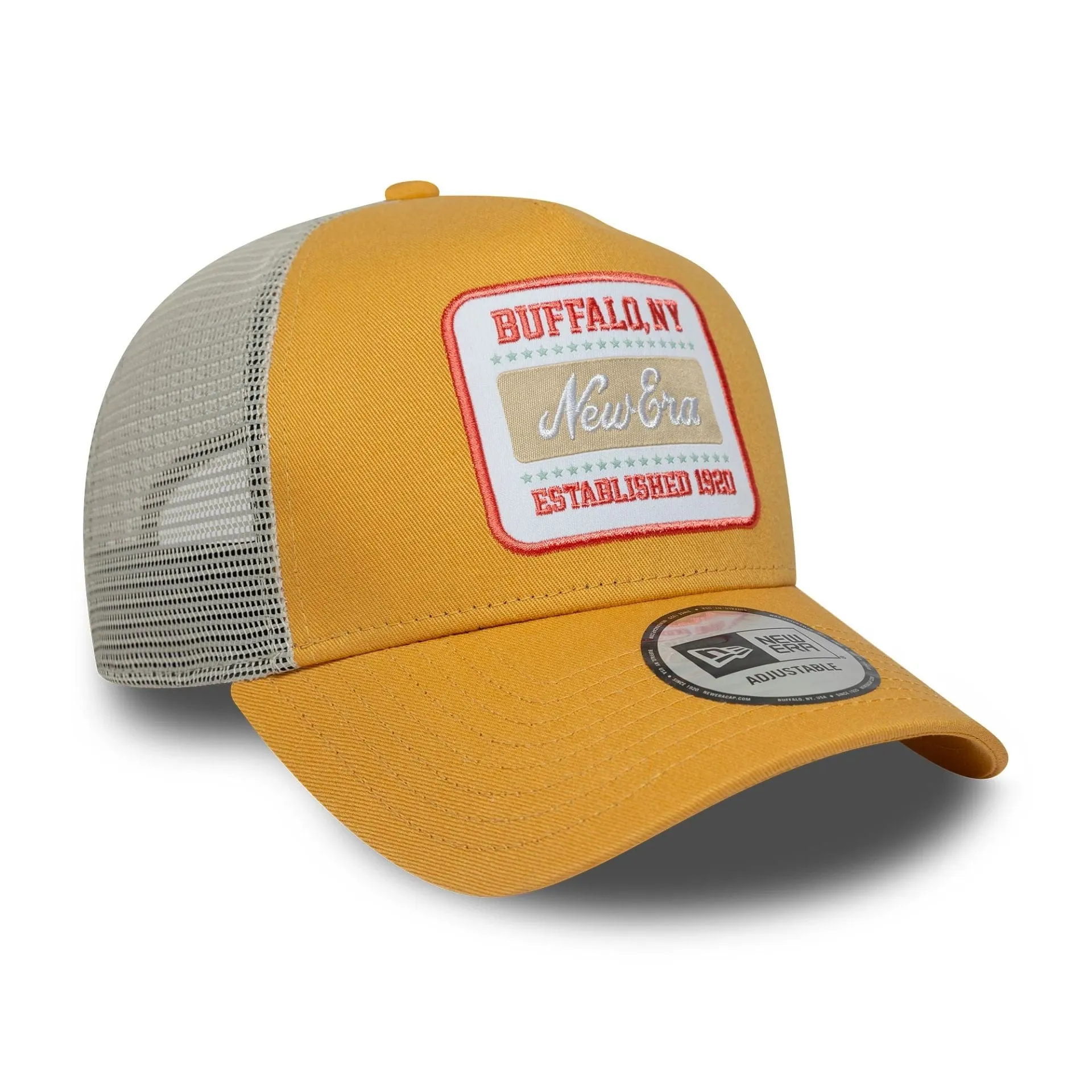 New Era Patch Yellow 9FORTY A-Frame Trucker Adjustable Cap Billy J