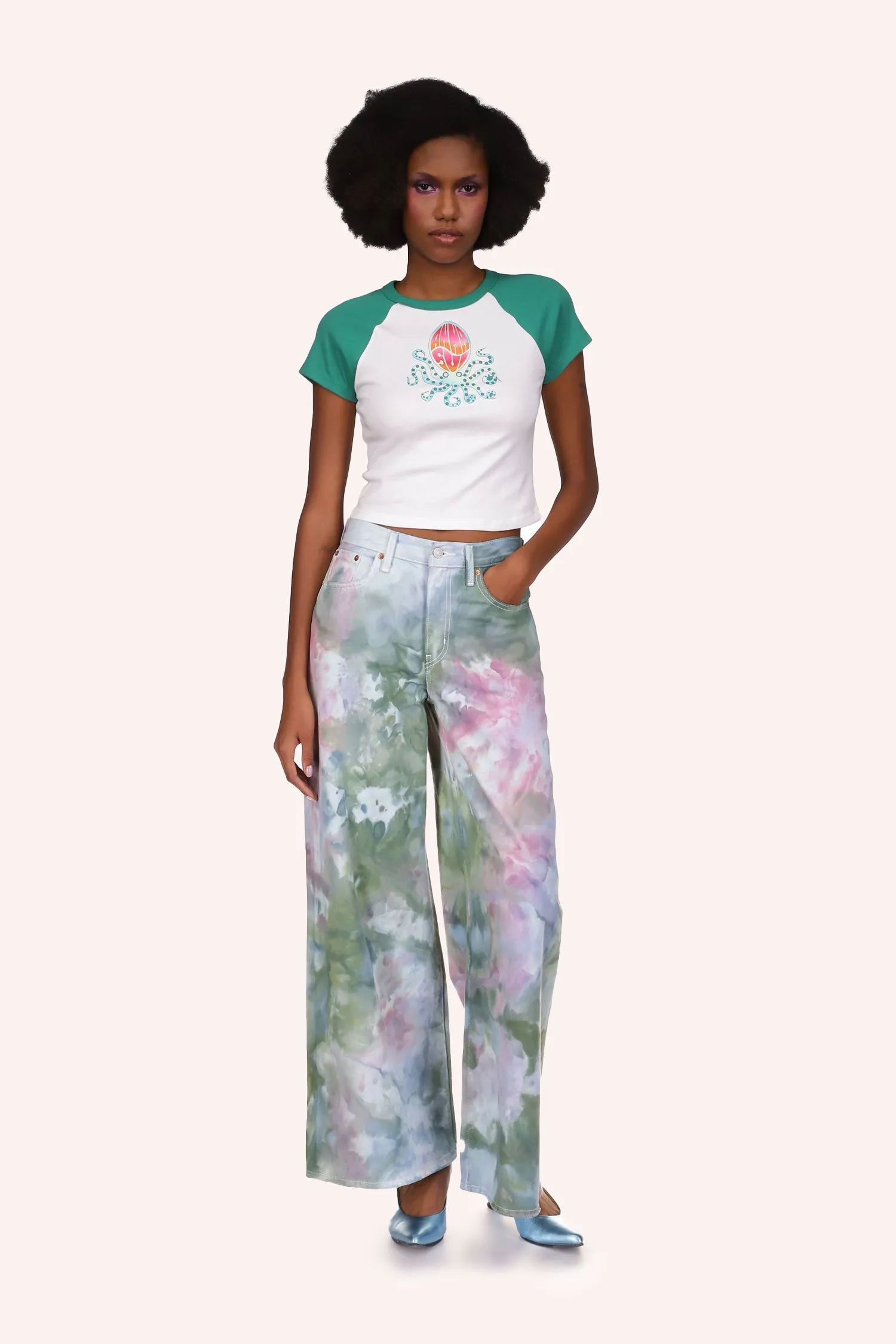 Octopus Raglan Baby Tee Green Annasui