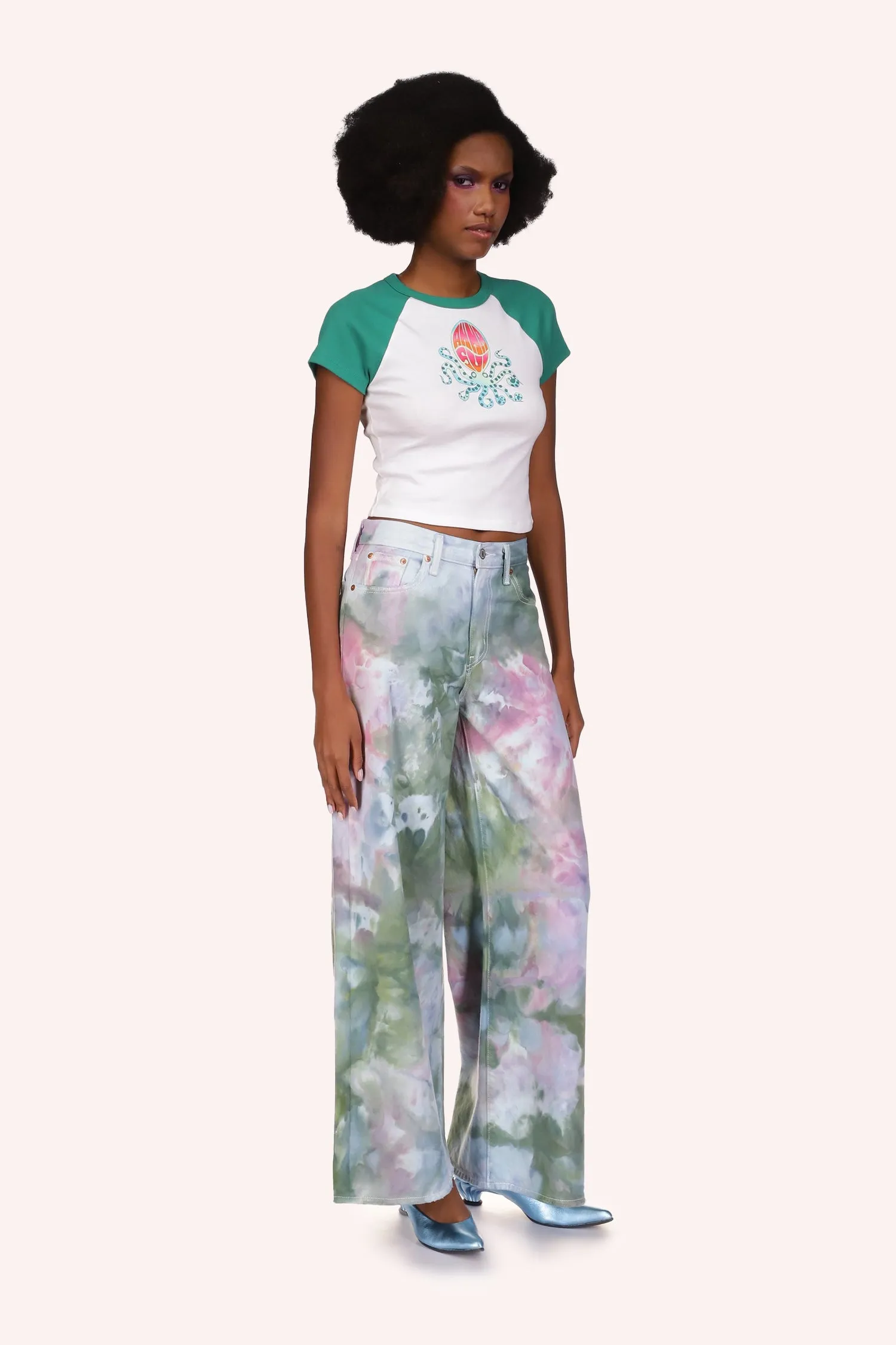 Octopus Raglan Baby Tee Green Annasui