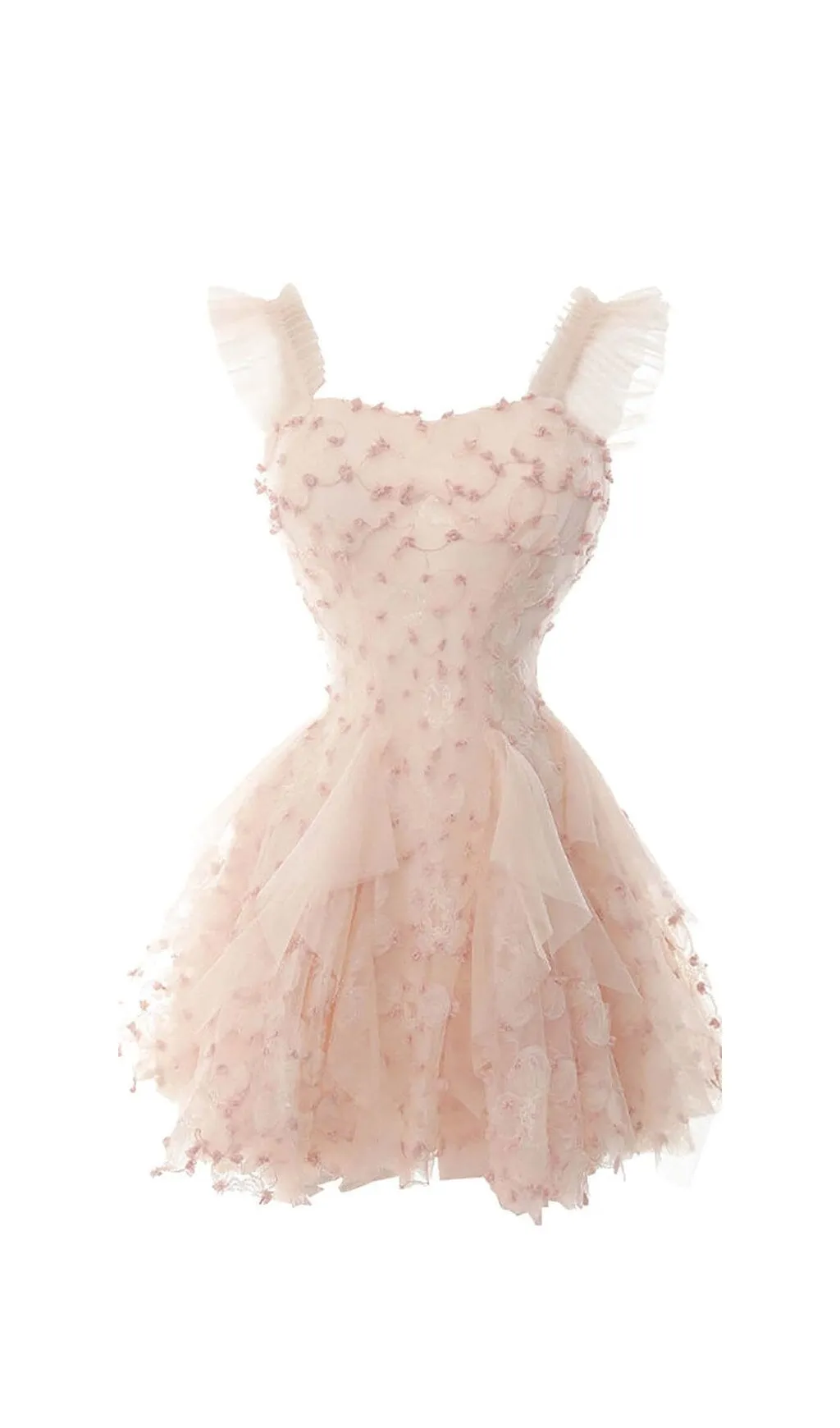 OFF -SHOULDER FLOWER MINI DRESS IN PINK Gloria Lanvin