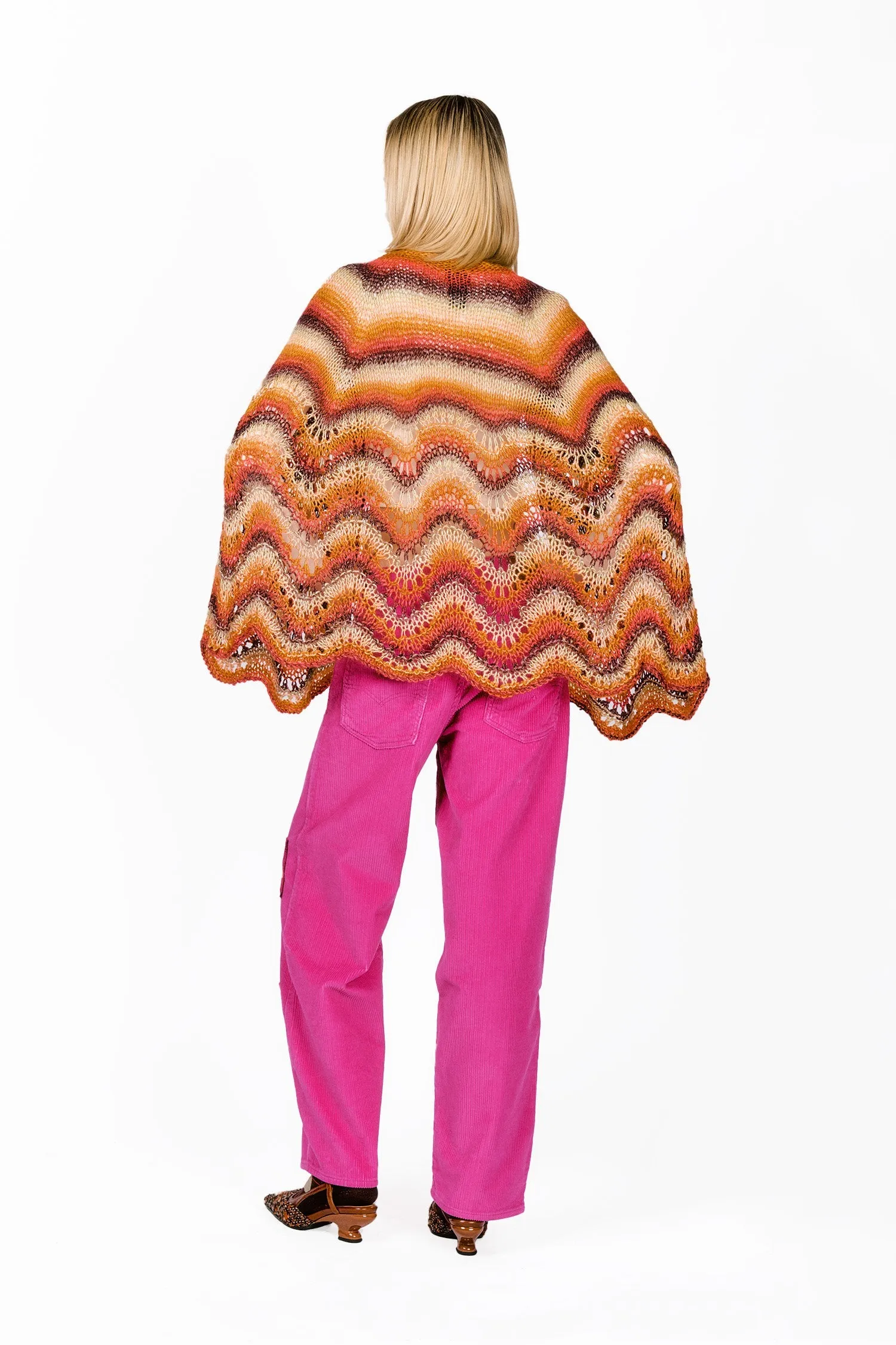 Ombre Hand Crochet Cape Annasui