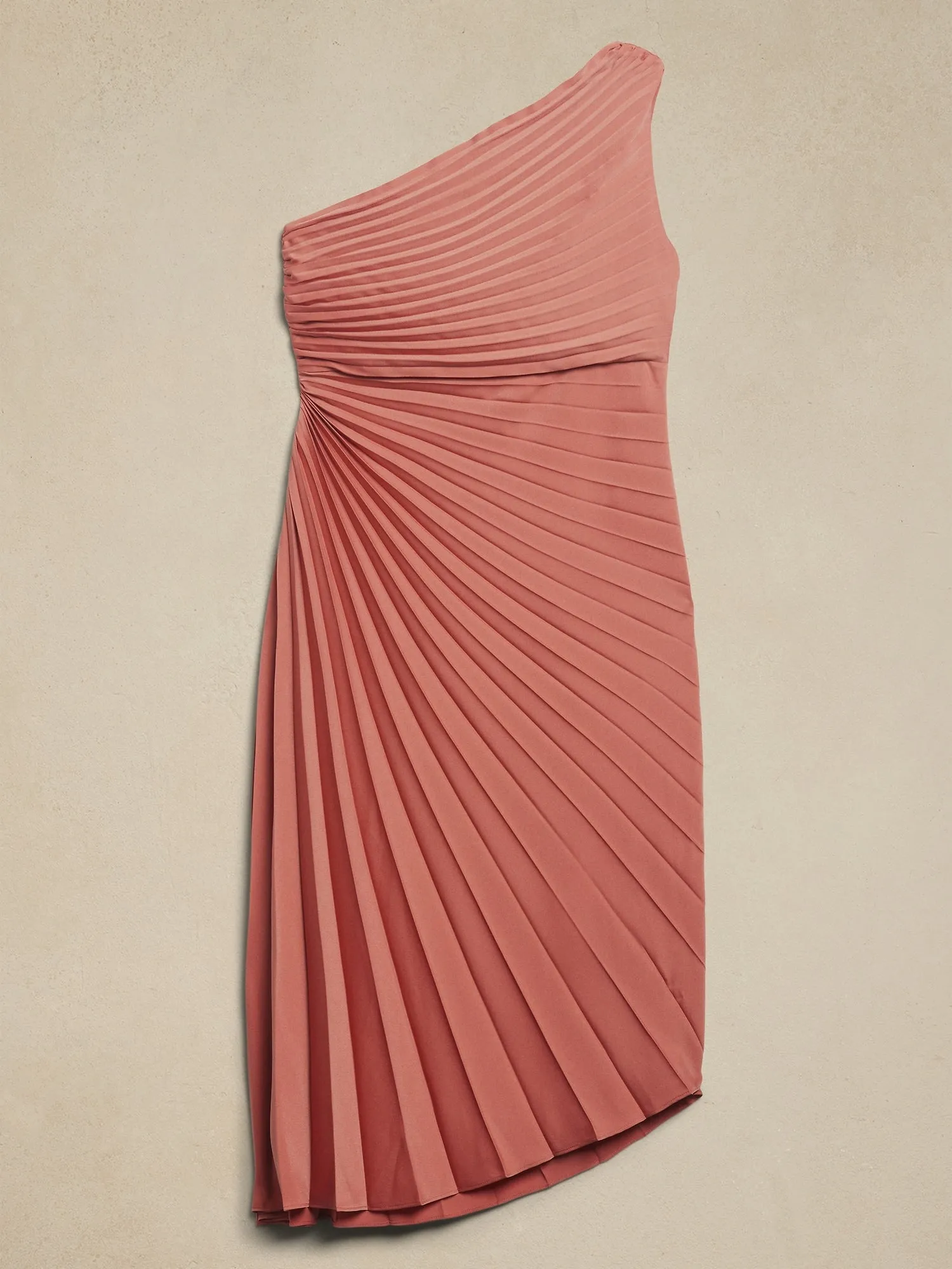 One-Shoulder Pleated Midi Dress Banana Republic