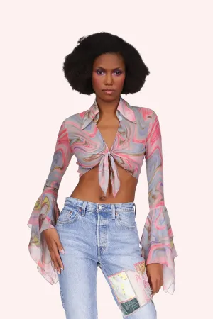 ONLINE EXCLUSIVE: Arabesque Chiffon Tie Top Annasui