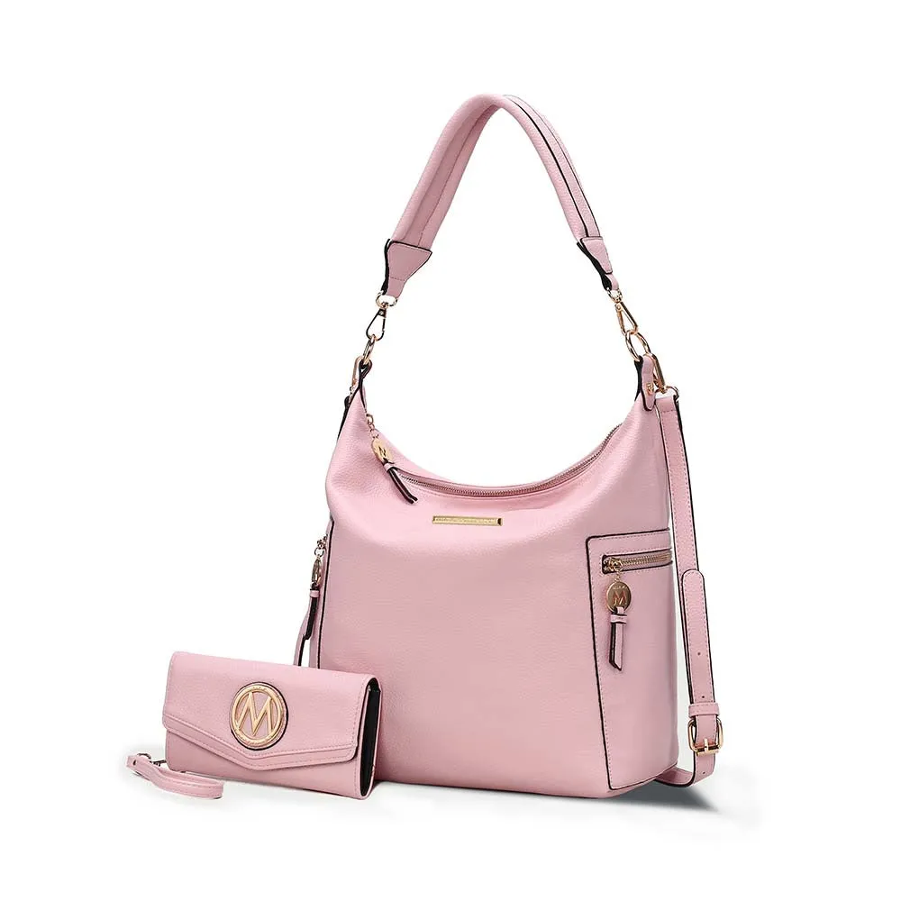 Ophelia Vegan Leather Womens Hobo Bag with Wallet  2 pieces