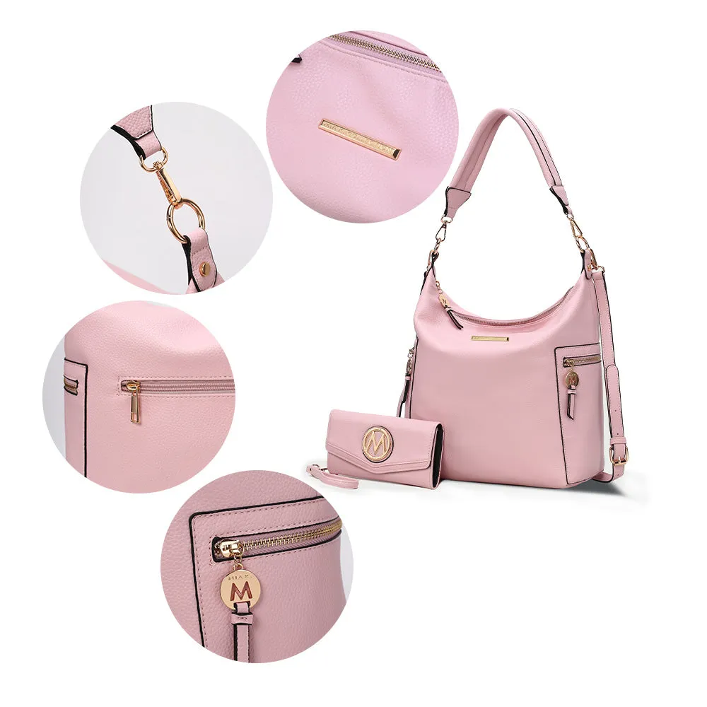 Ophelia Vegan Leather Womens Hobo Bag with Wallet  2 pieces