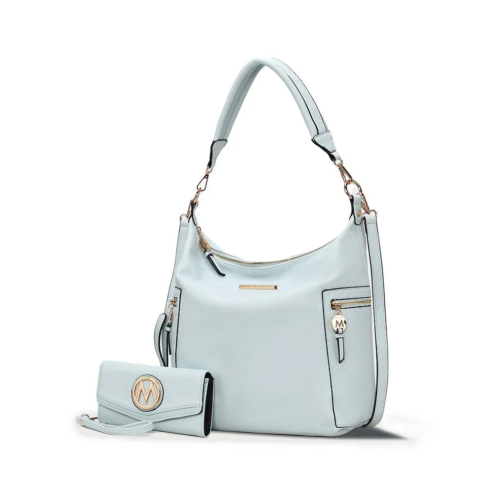 Ophelia Vegan Leather Womens Hobo Bag with Wallet  2 pieces