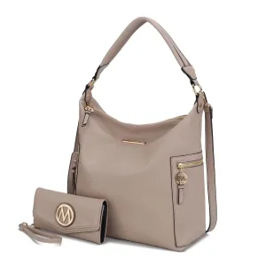Ophelia Vegan Leather Womens Hobo Bag with Wallet  2 pieces