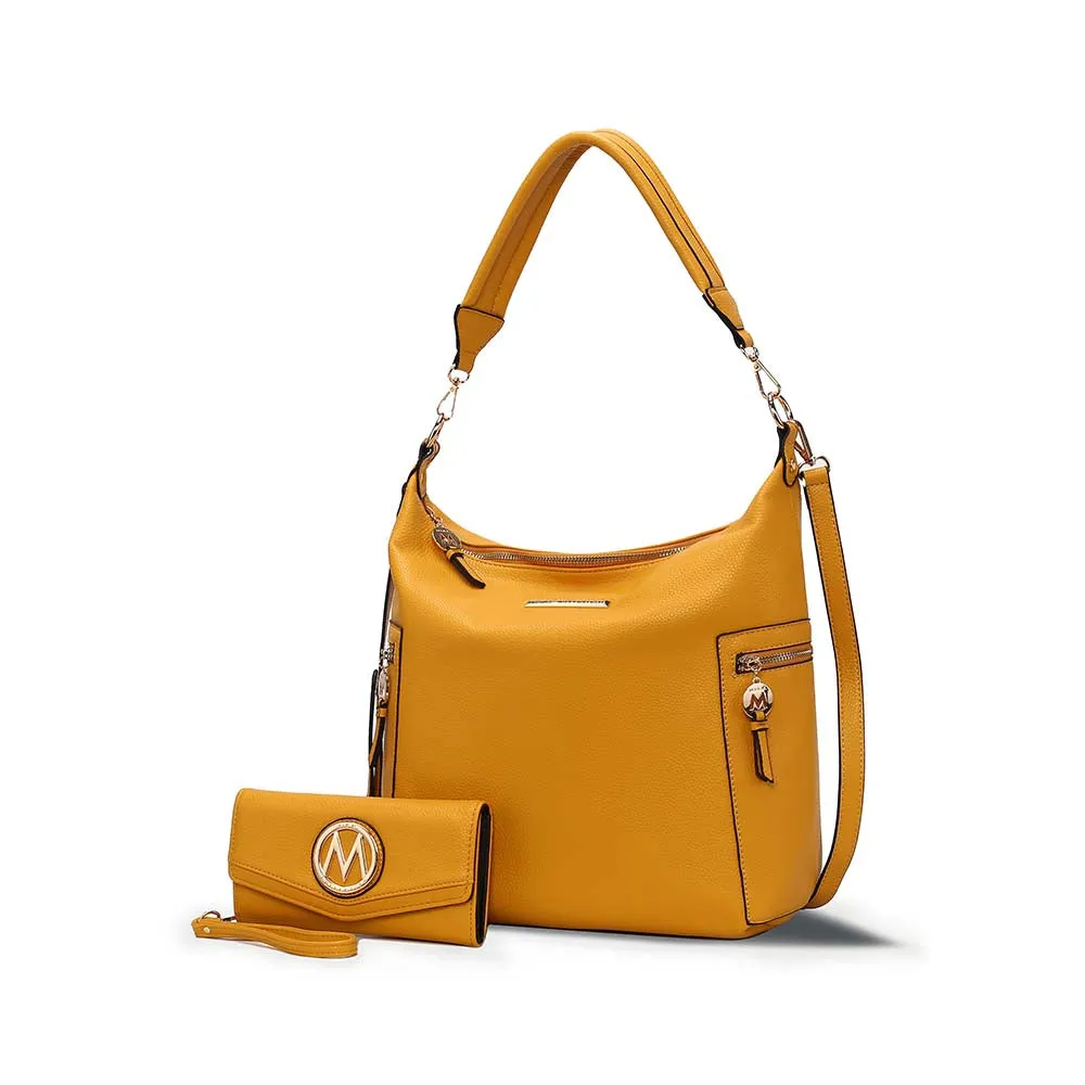 Ophelia Vegan Leather Womens Hobo Bag with Wallet  2 pieces
