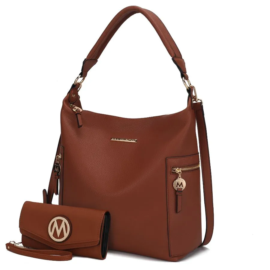 Ophelia Vegan Leather Womens Hobo Bag with Wallet  2 pieces