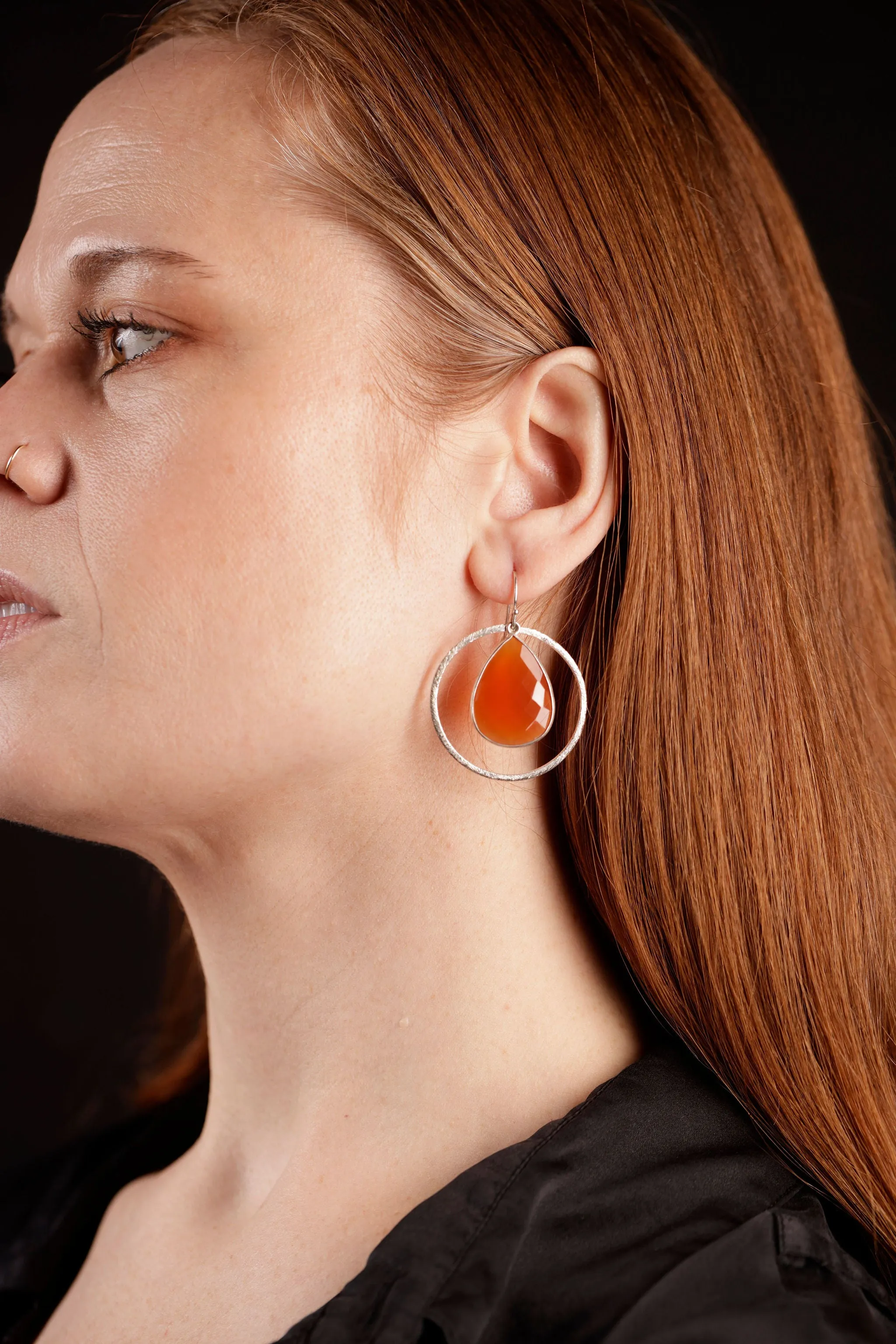 Orange Carnelian Drop Earrings