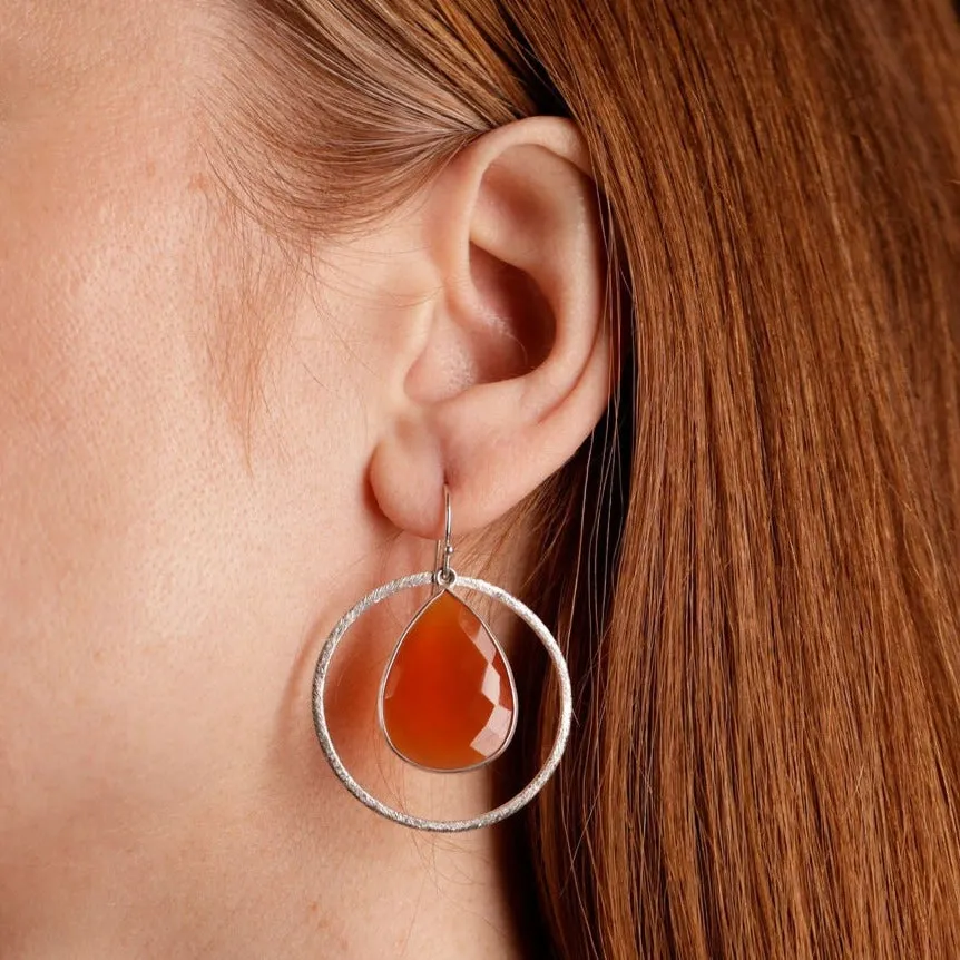 Orange Carnelian Drop Earrings