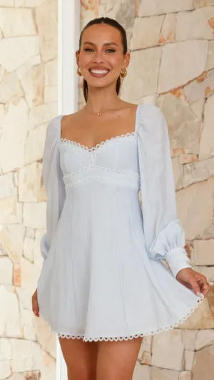 Palmer Long Sleeve Mini Dress - Blue Billy J