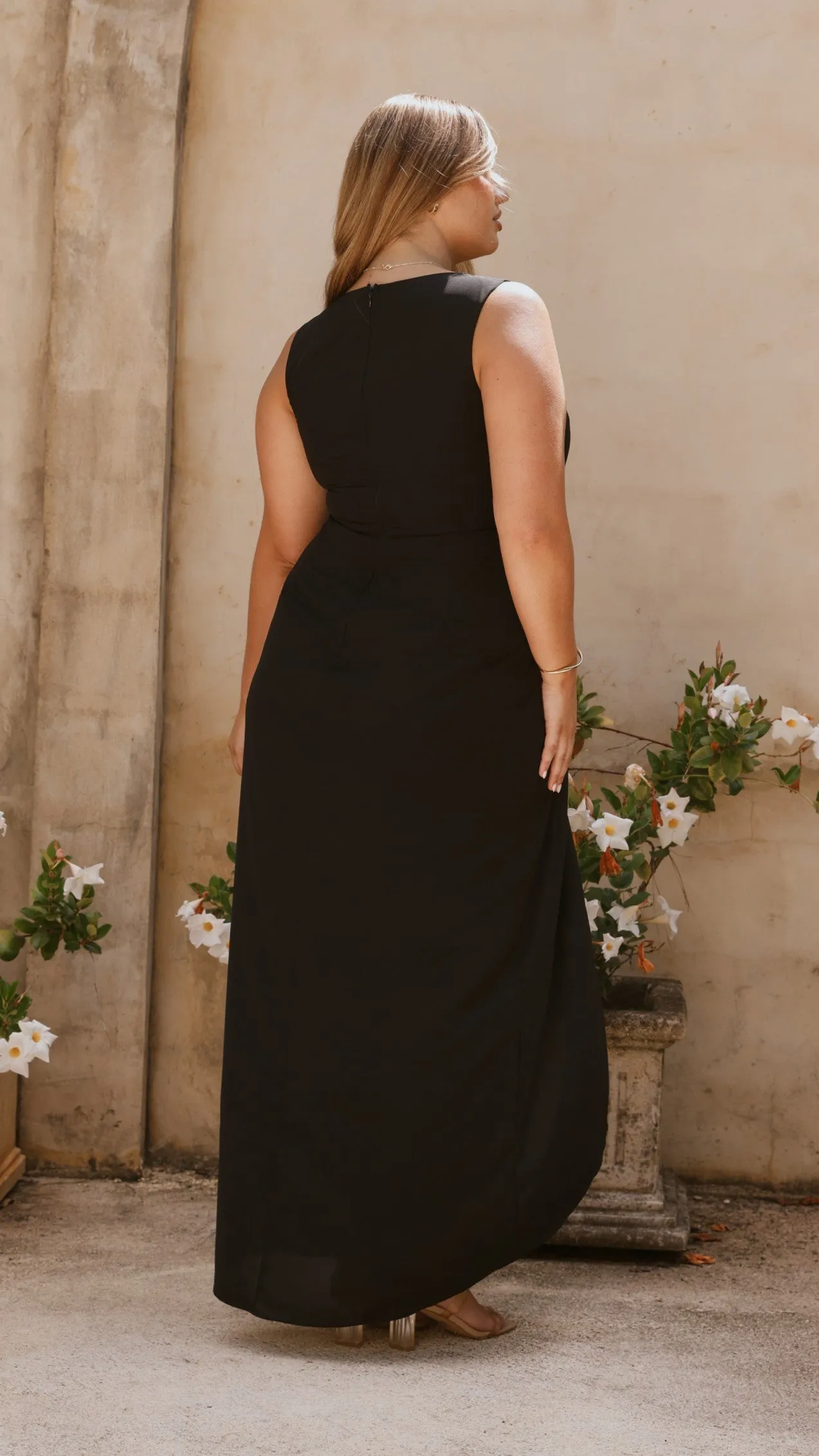 Pamela V Neck Maxi Dress - Black Billy J