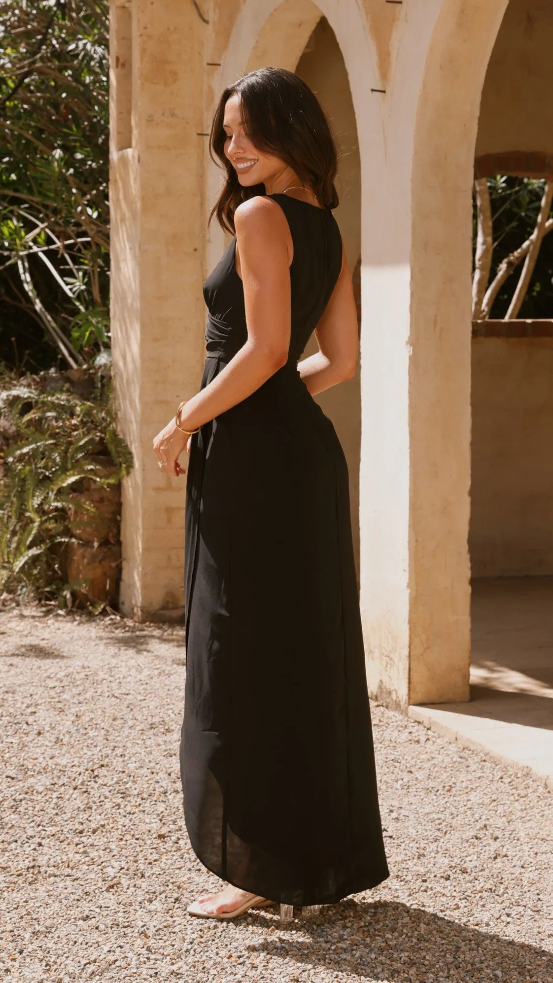 Pamela V Neck Maxi Dress - Black Billy J