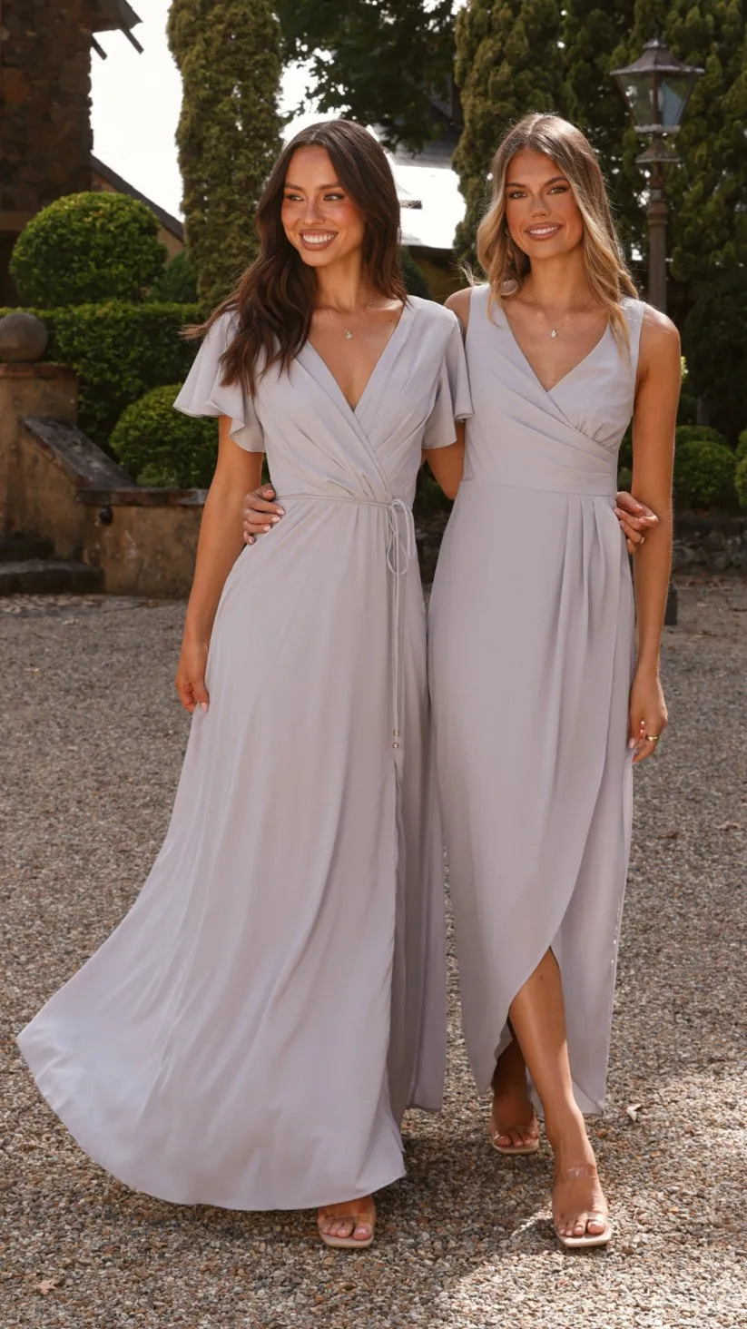 Pamela V Neck Maxi Dress - Light Grey Billy J