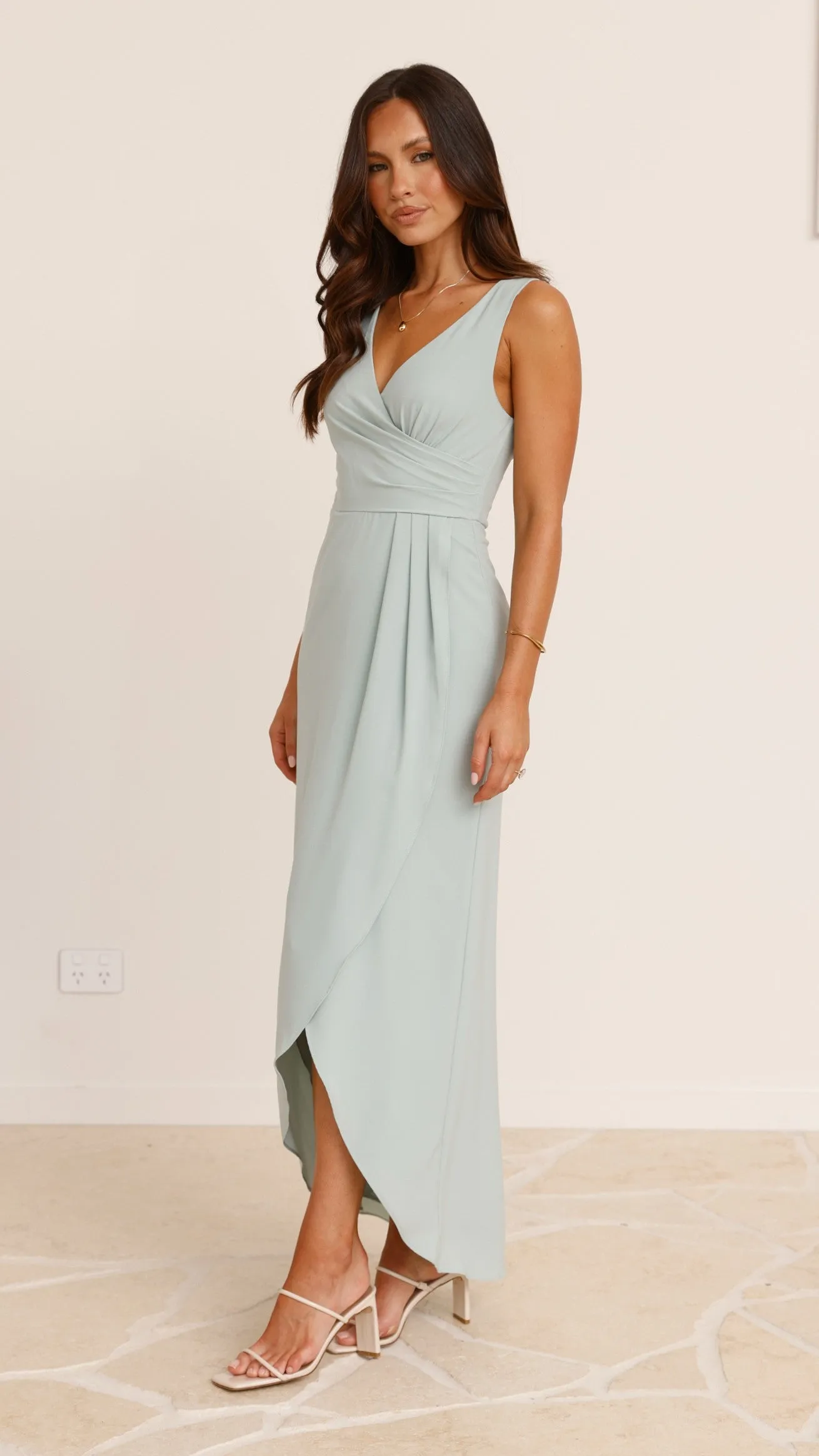 Pamela V Neck Maxi Dress - Sage Billy J