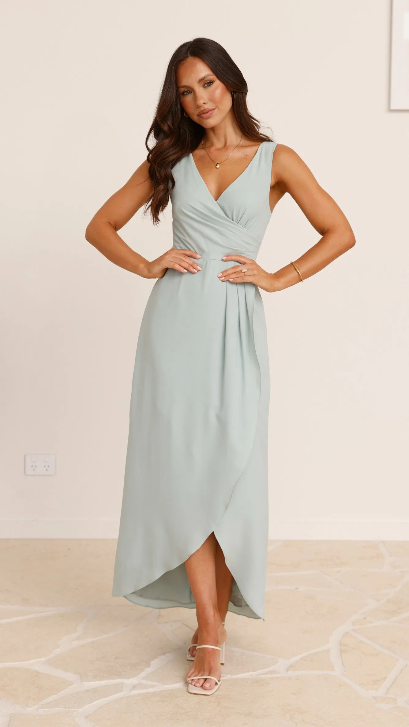 Pamela V Neck Maxi Dress - Sage Billy J