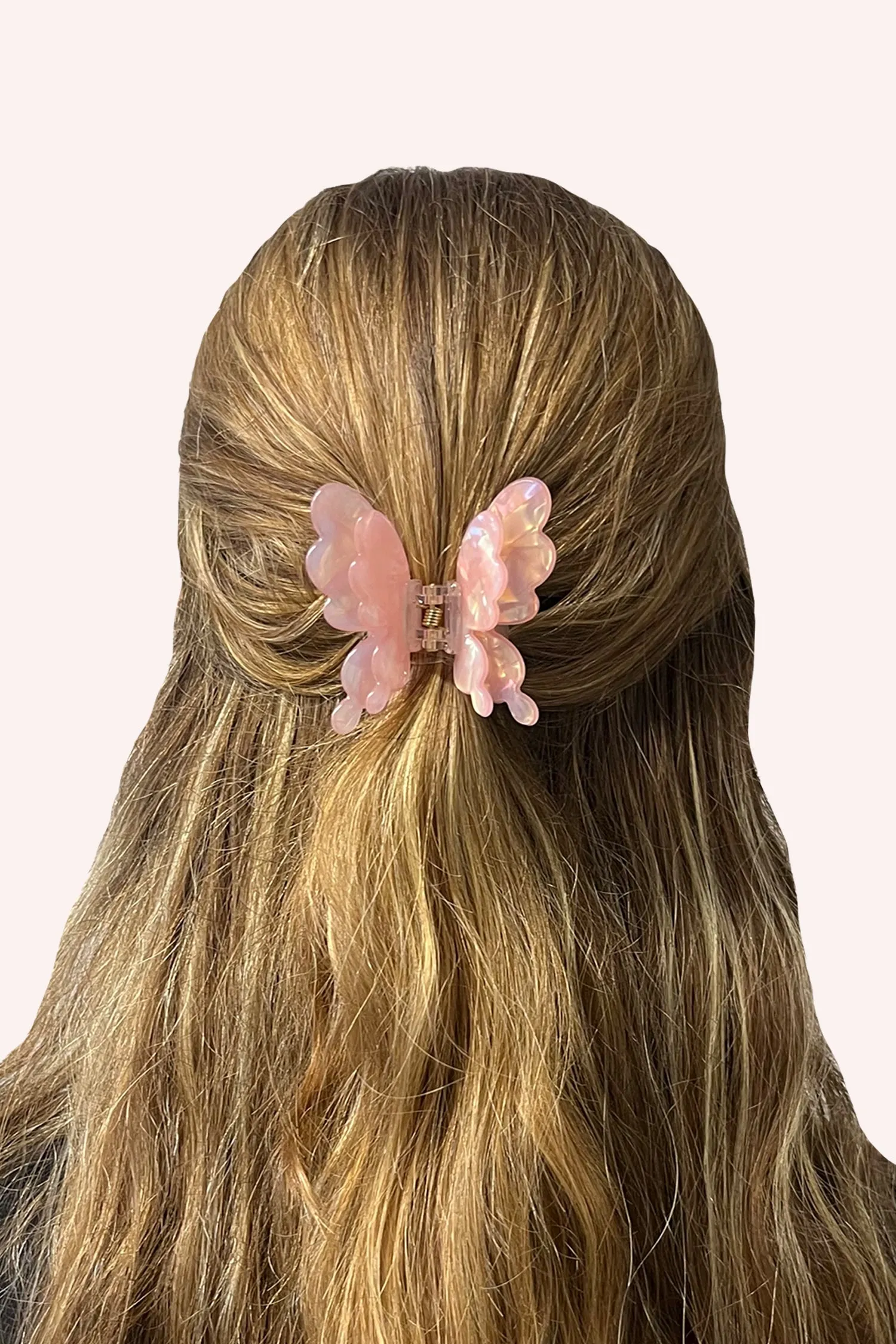 Pastel Iridescent Butterfly Jaw Clip Pink Annasui