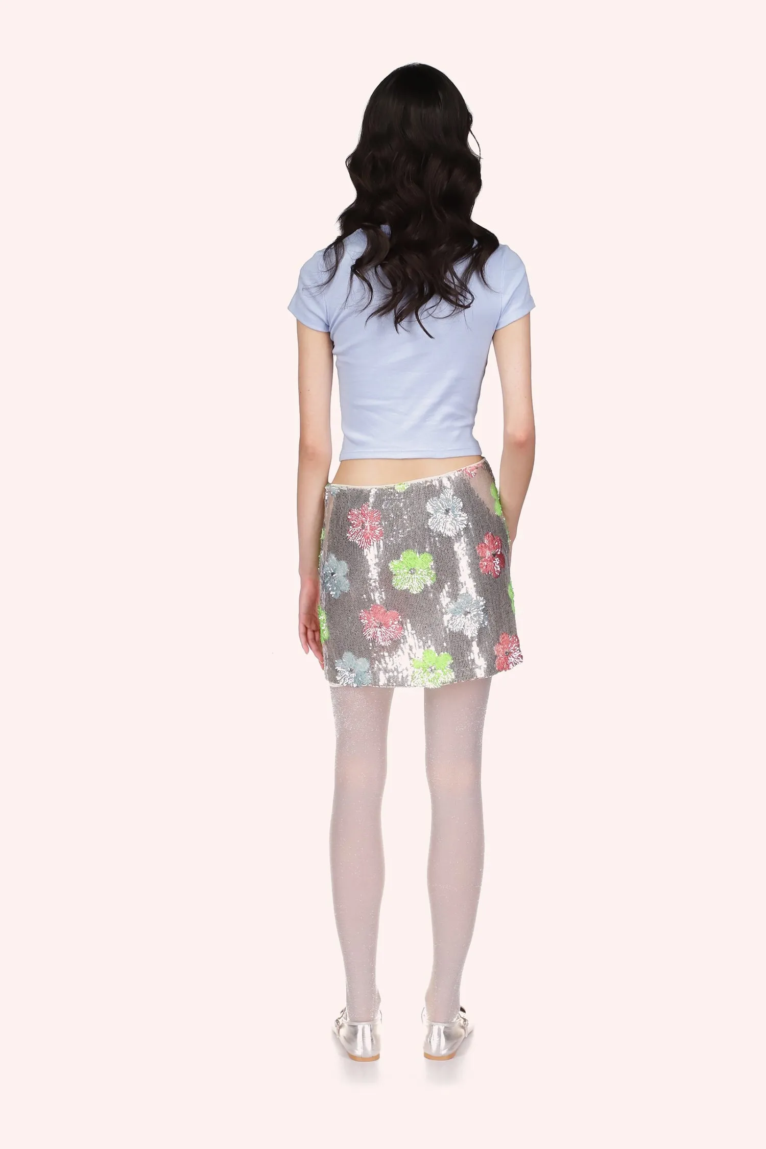 Pastel Posies Sequin Mini Skirt Annasui