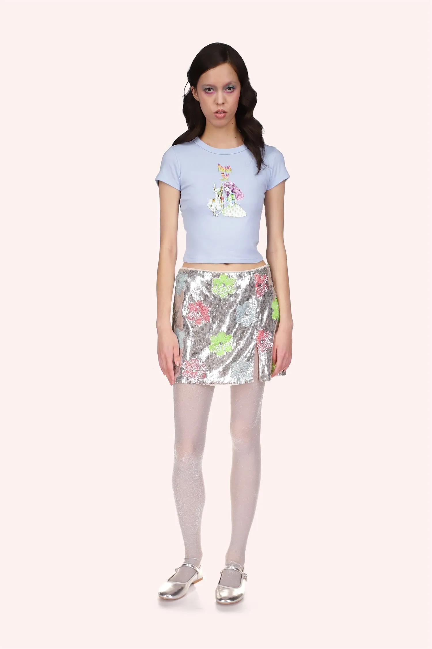 Pastel Posies Sequin Mini Skirt Annasui