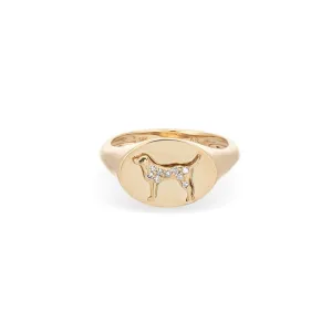 Pav Diamond Labrador Retriever Signet Ring