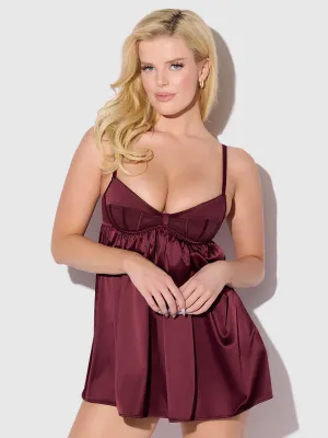 Petra Satin & Mesh Unlined Corset Cup Babydoll by Frederick's of Hollywood