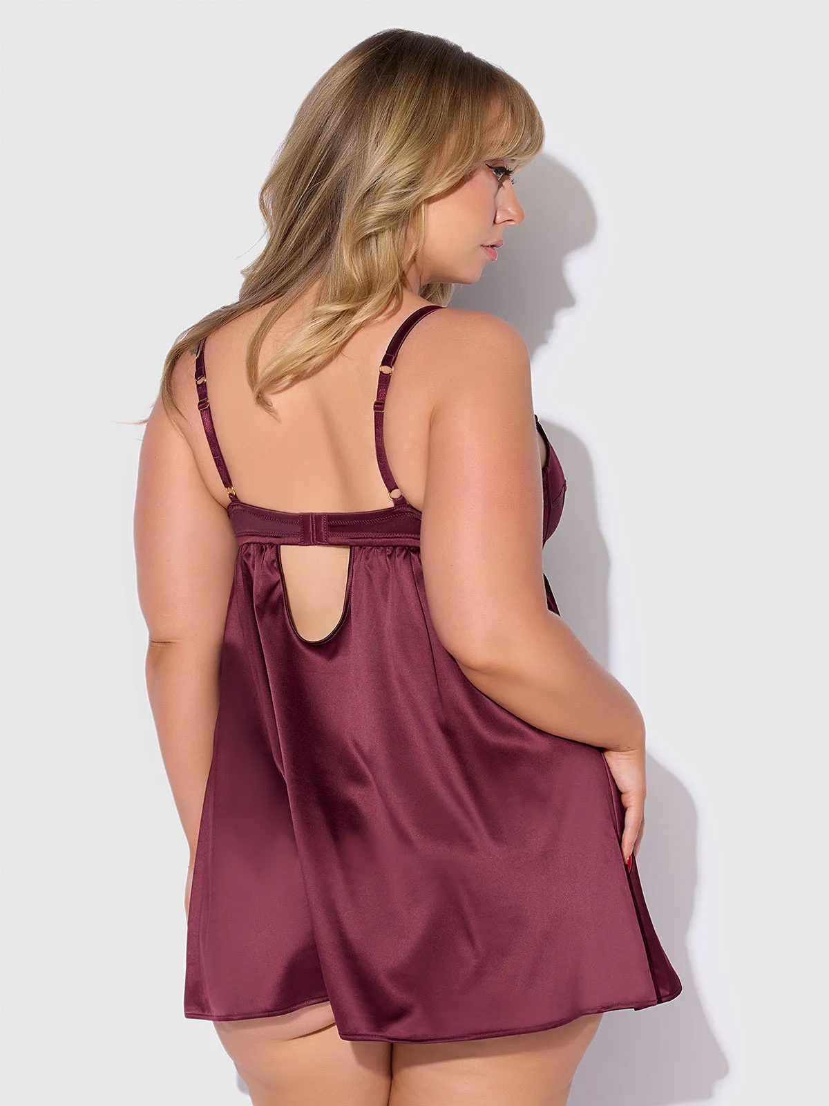 Petra Satin & Mesh Unlined Corset Cup Babydoll by Frederick's of Hollywood