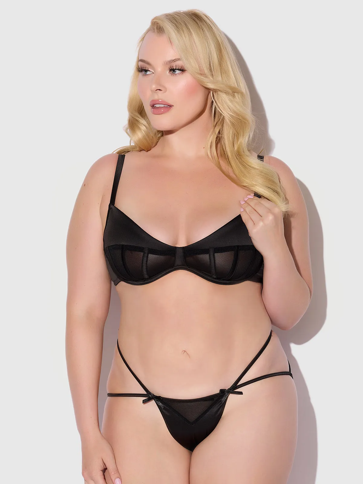 Petra Satin & Mesh Unlined Corset Cup Bra by Frederick's of Hollywood