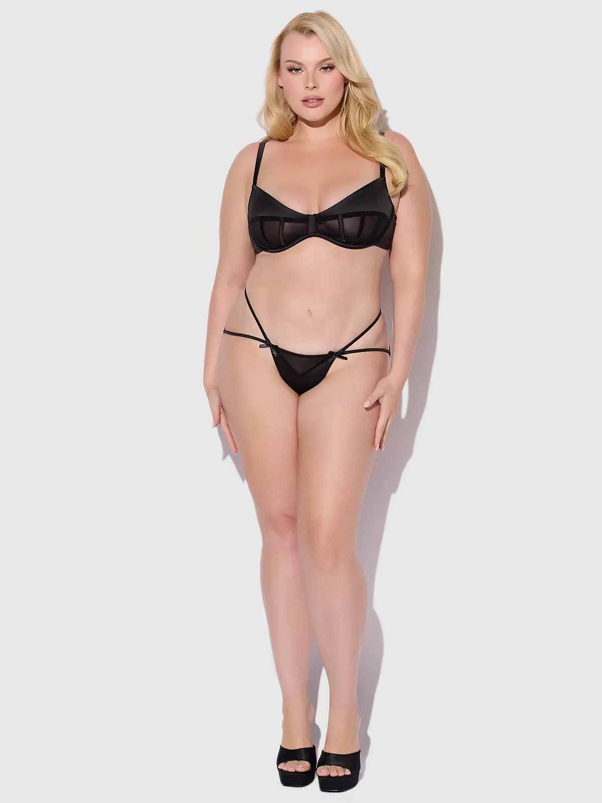 Petra Satin & Mesh Unlined Corset Cup Bra by Frederick's of Hollywood