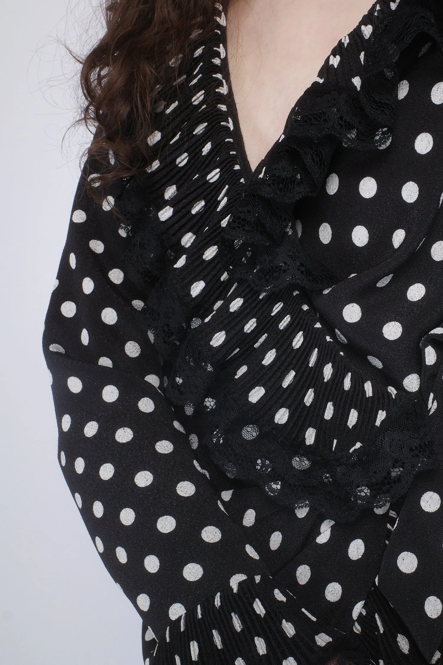 Polka Dot Pleated Wrap Dress Annasui