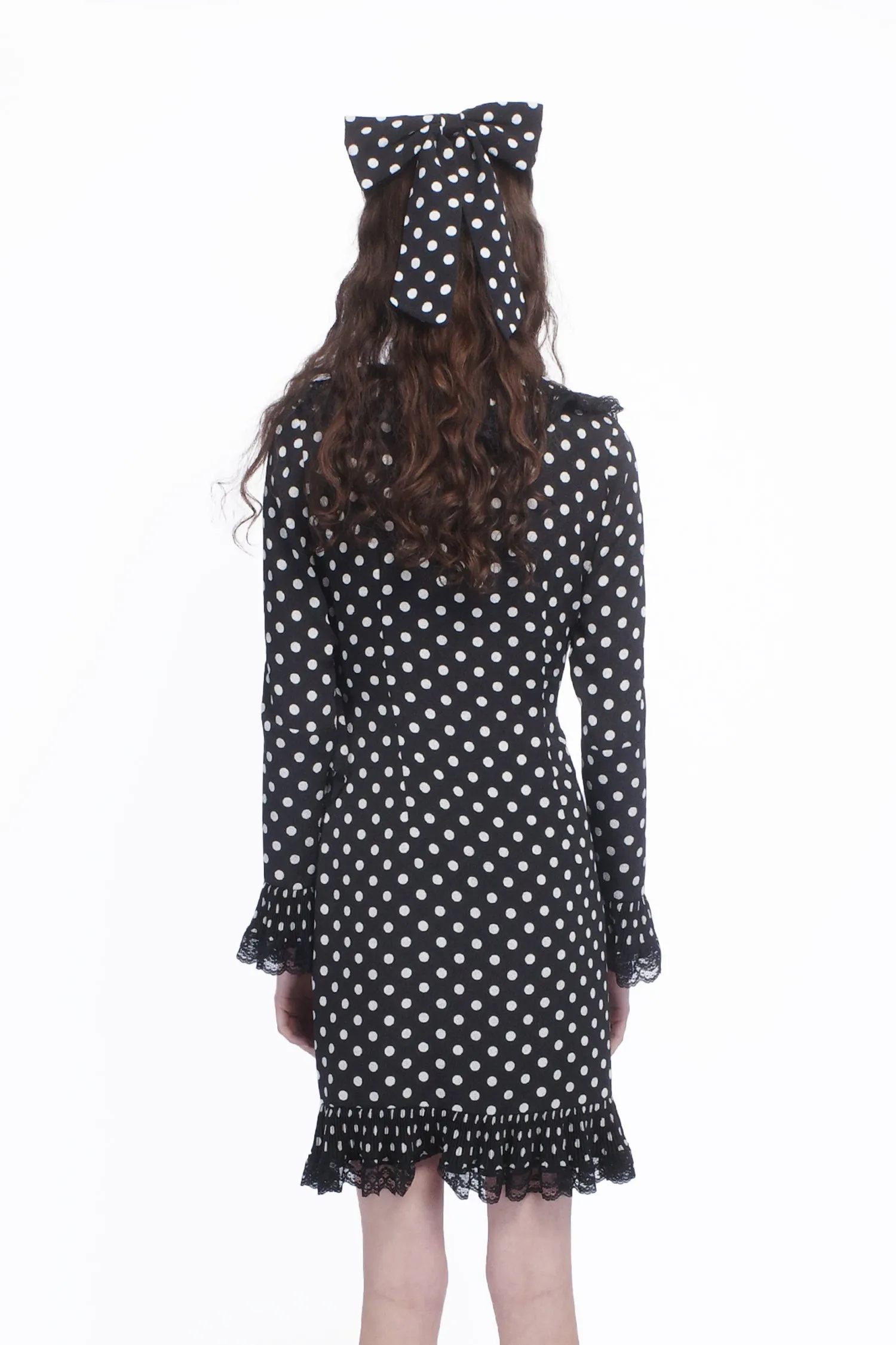 Polka Dot Pleated Wrap Dress Annasui