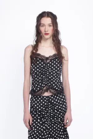 Polka Dot Ruched Lace Camisole Annasui