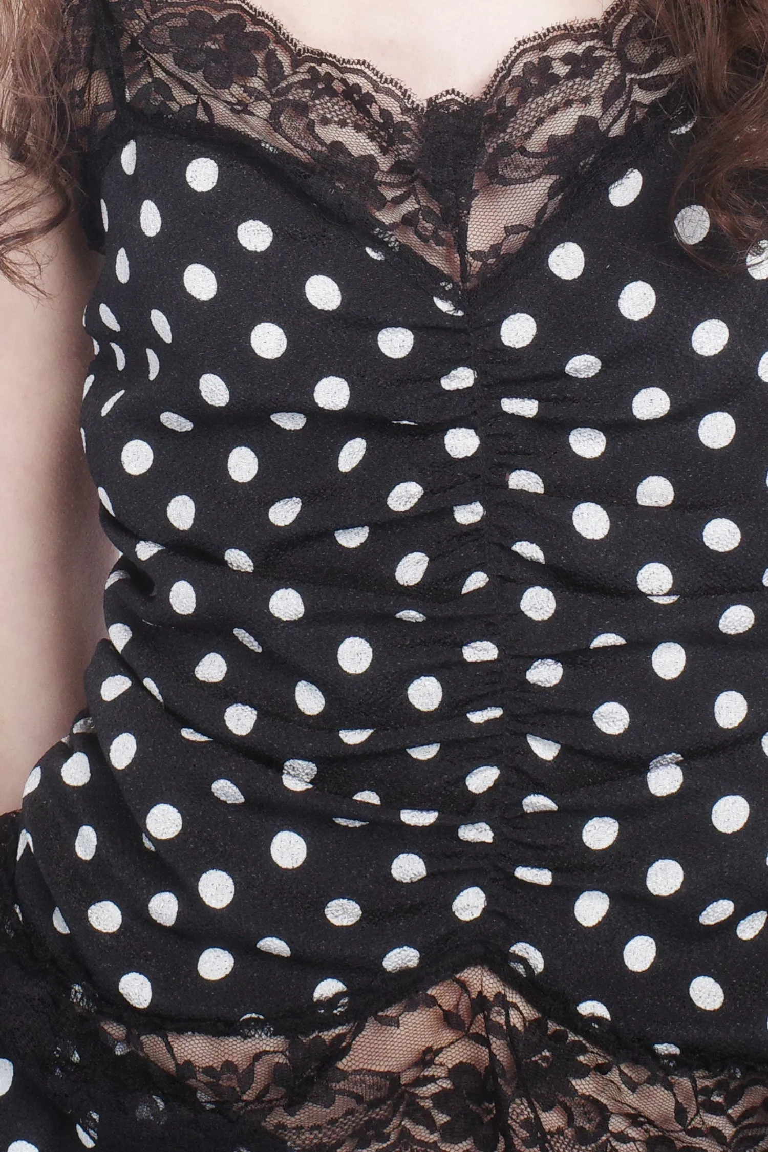 Polka Dot Ruched Lace Camisole Annasui