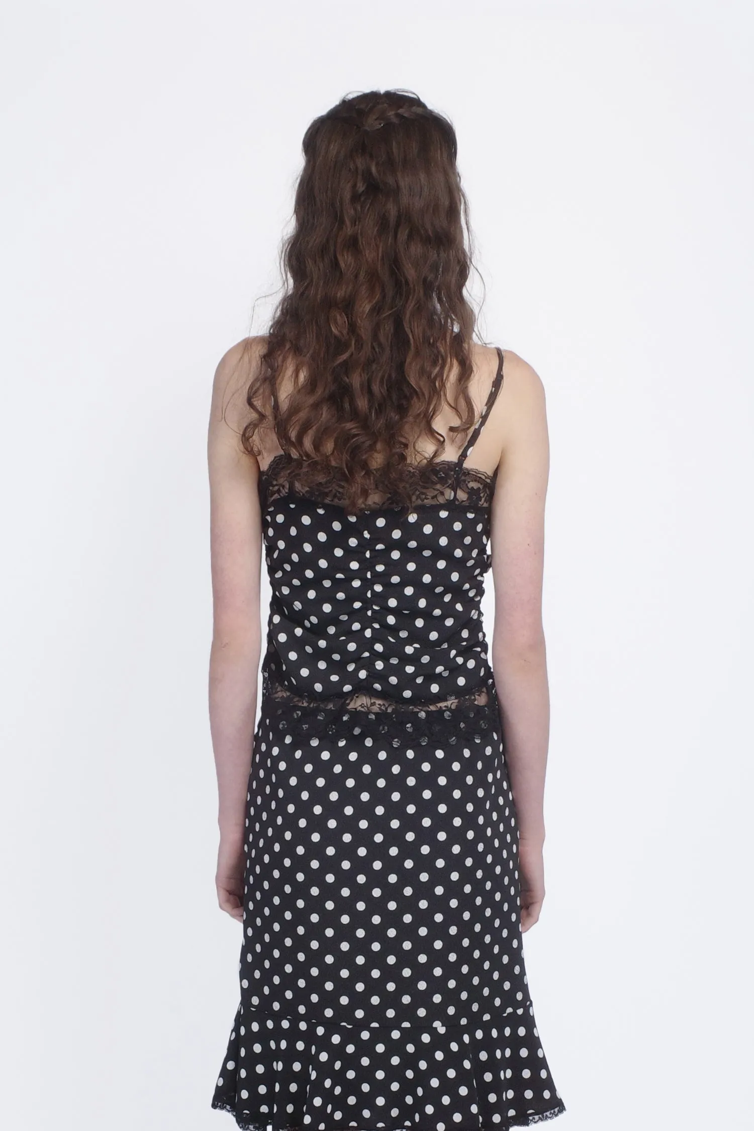 Polka Dot Ruched Lace Camisole Annasui