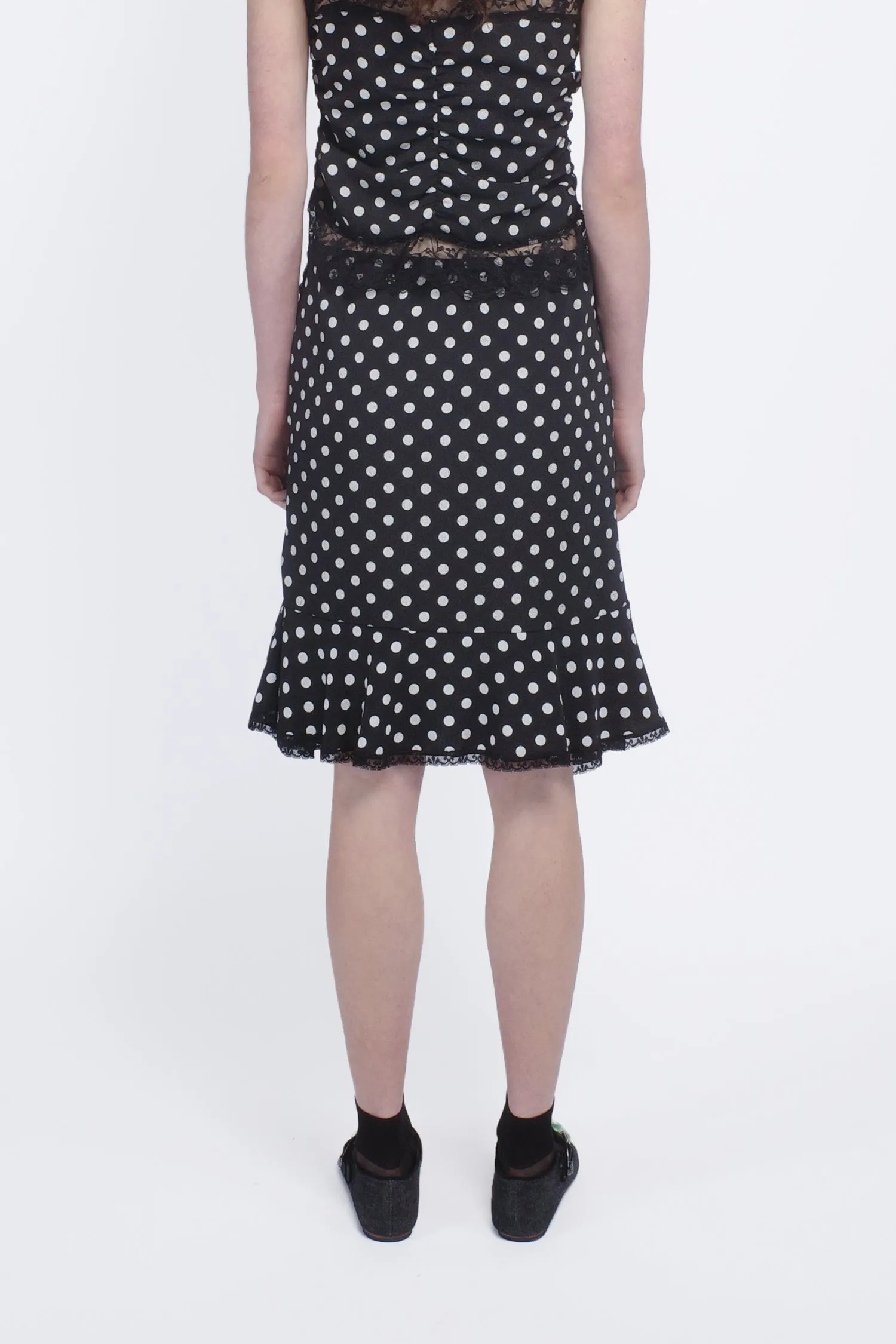 Polka Dot Ruched Skirt Annasui