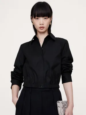 Poplin Cinched-Hem Cropped Shirt Banana Republic