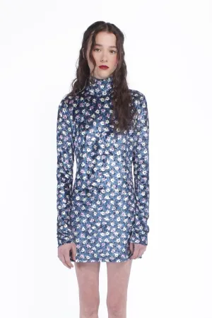 Posie Stretch Velvet Turtleneck Dress Annasui