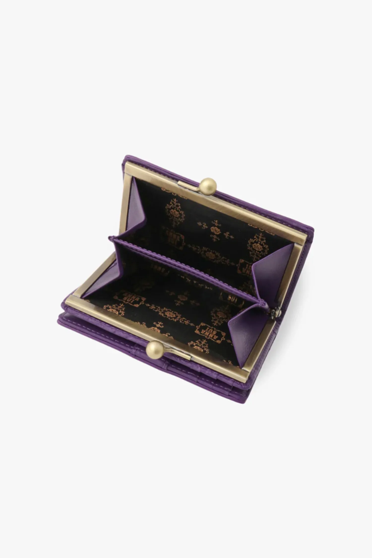 Purple Retro Button Small Wallet Annasui