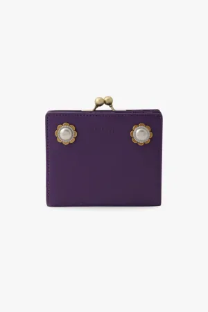 Purple Retro Button Small Wallet Annasui