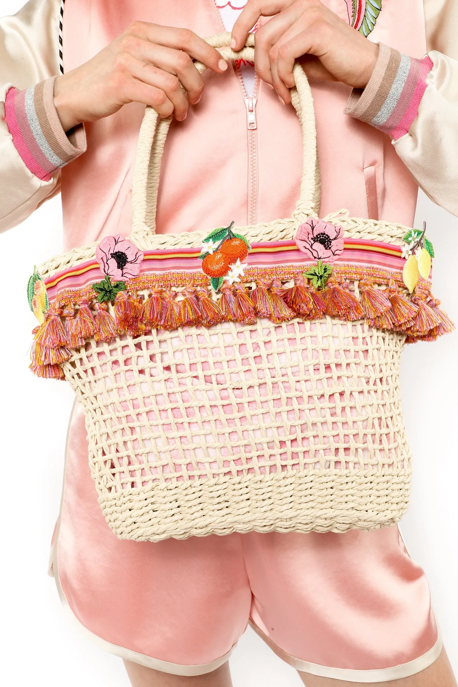 Raffia Tassel Bag-Pink Annasui