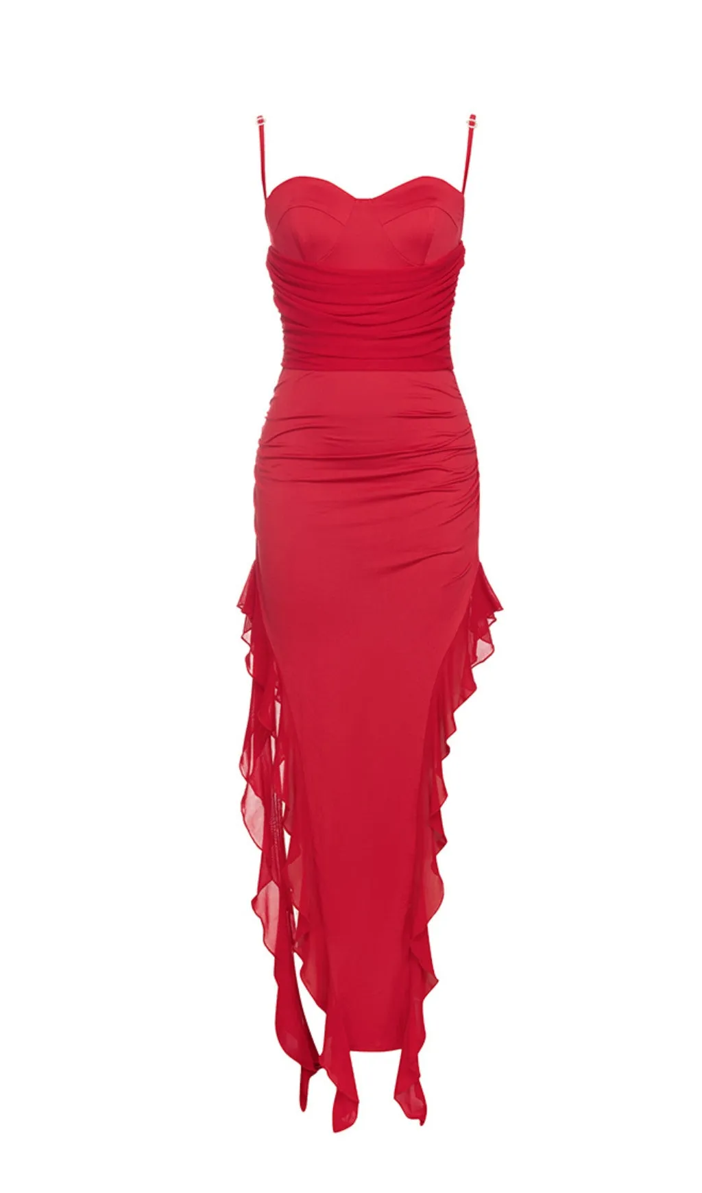 RED TUBE TOP ONE SHOULDER RIBBON DRESS Gloria Lanvin