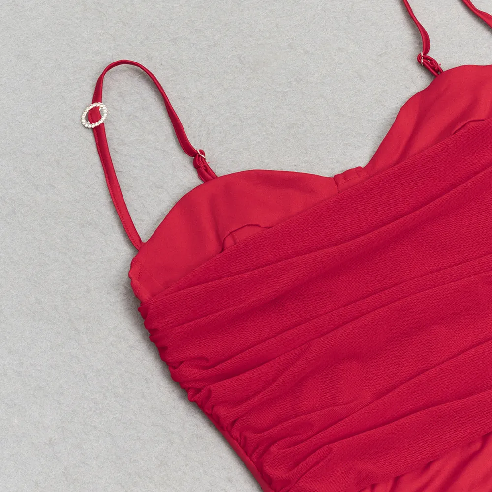 RED TUBE TOP ONE SHOULDER RIBBON DRESS Gloria Lanvin