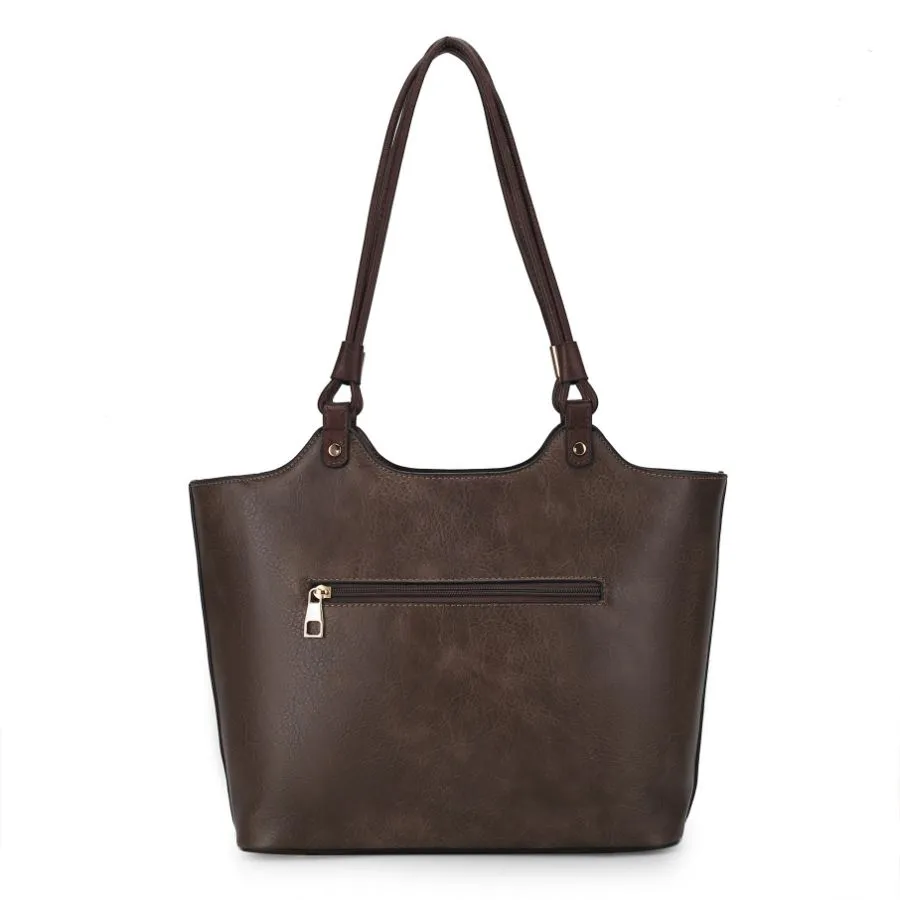 Reyna Vegan Leather Womens Tote Bag with Pouch -2 pieces